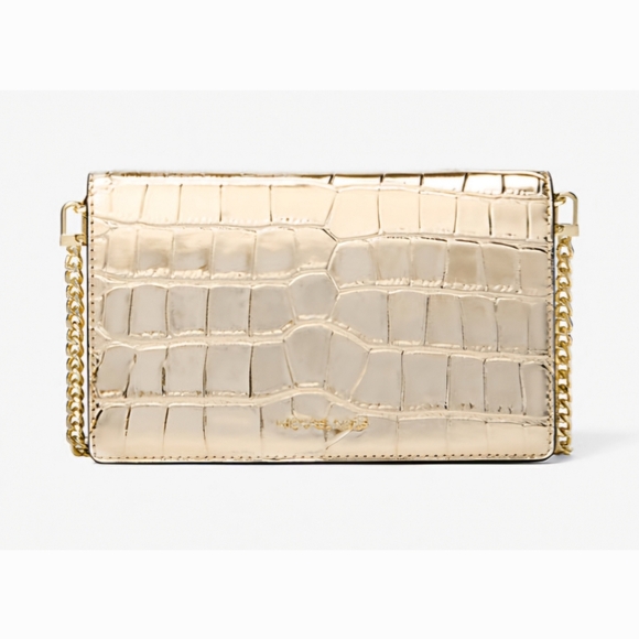MICHAEL Michael Kors Medium Metallic Crocodile Embossed Leather Crossbod… - Picture 2 of 9